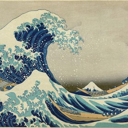 La Grande Vague de Kanagawa par HokusaÏ, gravure sur bois en couleurs